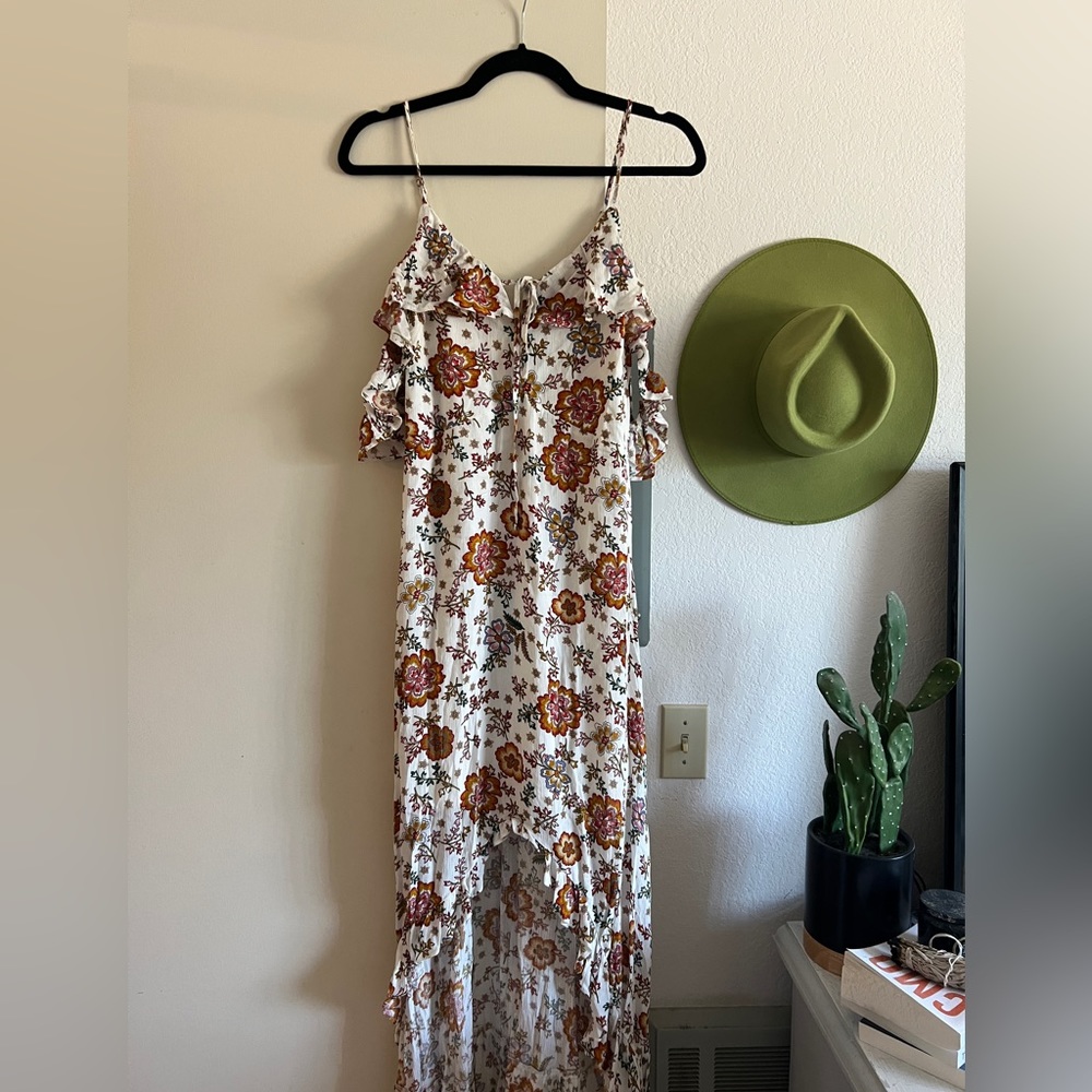 White Floral Midi Dress | Small